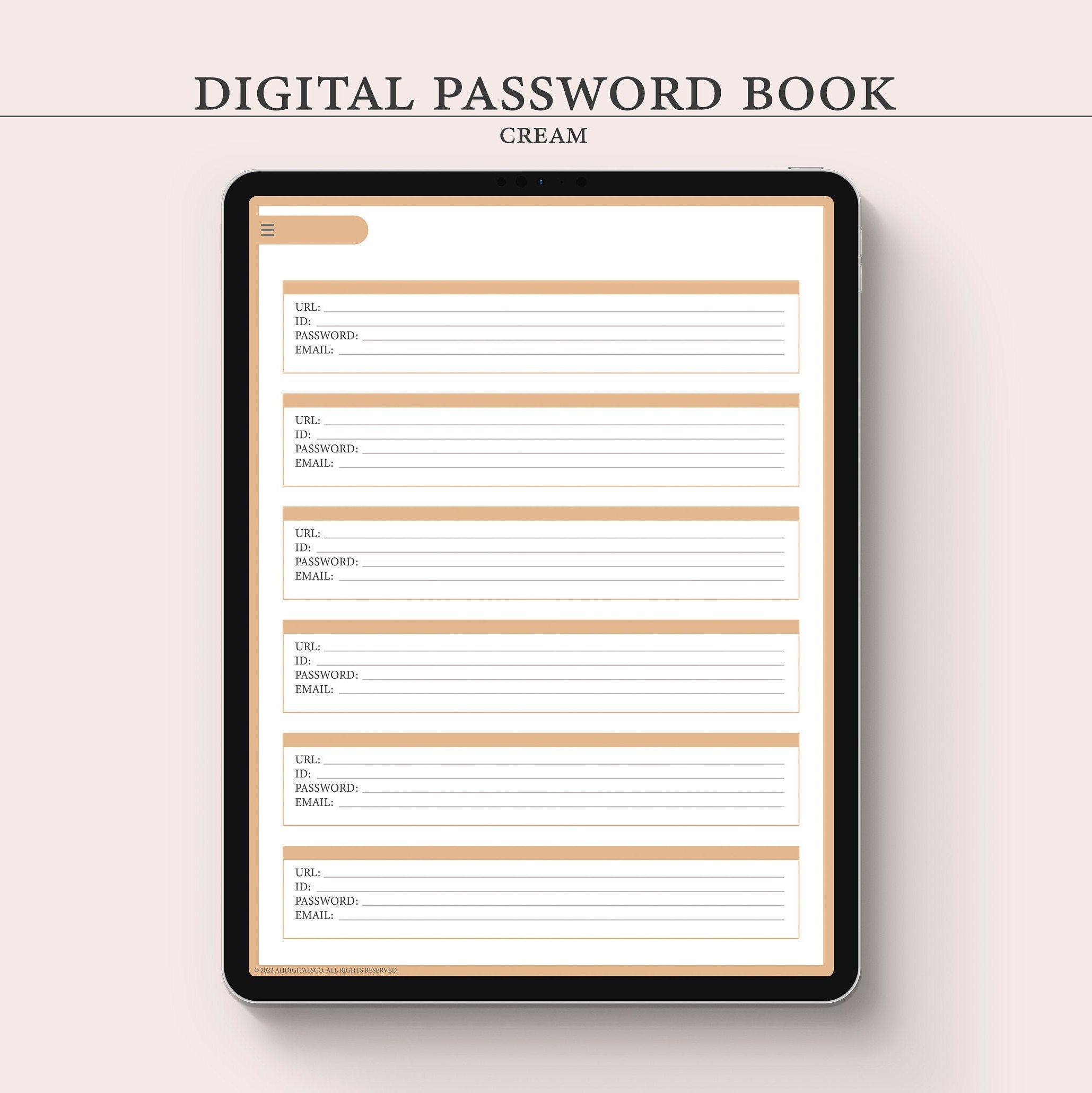 Hyperlinked Cozy Password Book Template With 8 Sections Vertical Layout  Goodnotes Planner 8.5 X 11in Letter Size 