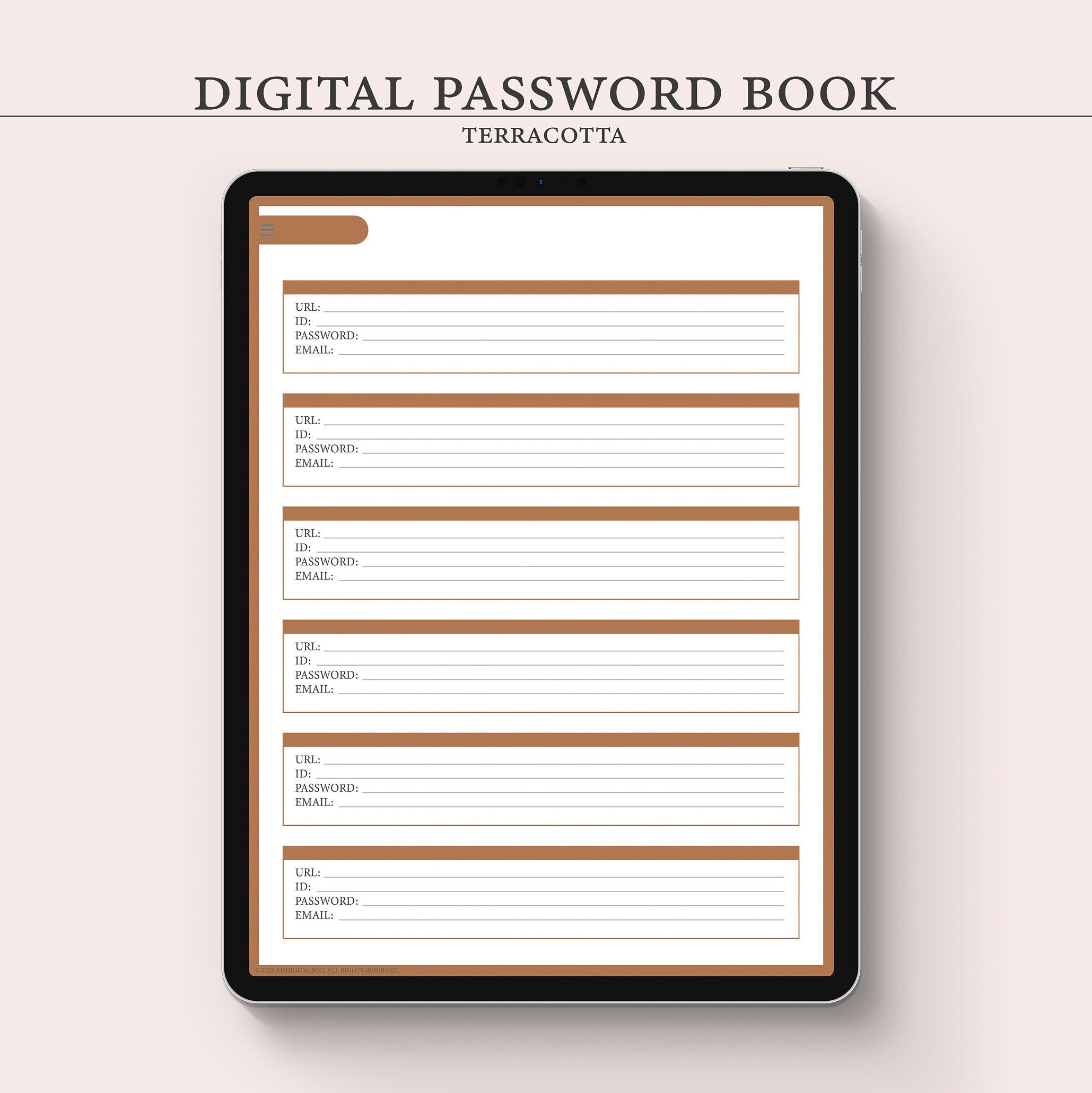 Hyperlinked Cozy Password Book Template With 8 Sections Vertical Hyperlinked Cozy Password Book Template With 8 Sections Vertical