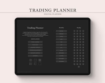 DARK | Undated Digital Stock Trading Planner | Trading Log | Investment Planner | 129 Hyperlinked Pages for Goodnotes/Digital Planning
