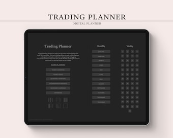 DUNKEL | Undatierter Digitaler Börsenplaner | Handelslogbuch | Anlageplaner | 129 Hyperlinked Seiten für Goodnotes/Digitale Planung