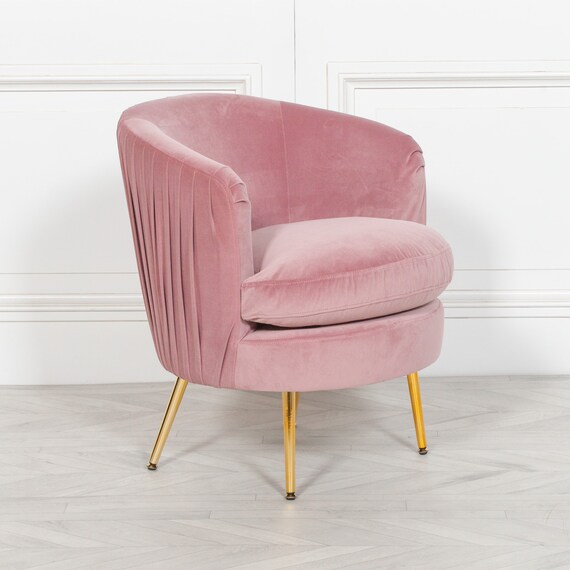Blush pink velvet tub chair Clearance