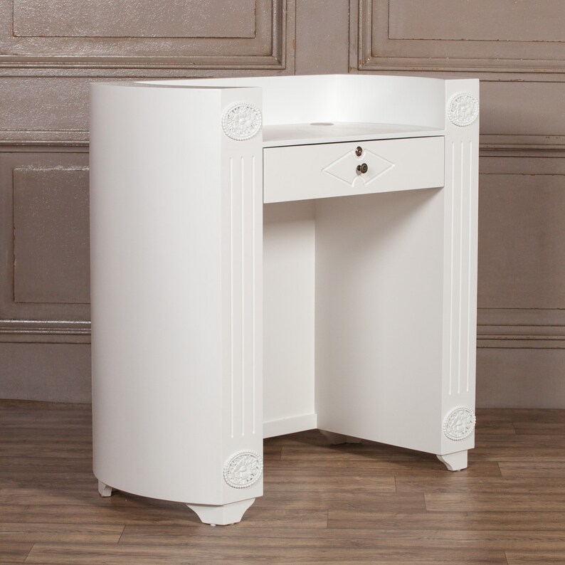 Salon Reception Desk White with Lock and Drawer Etsy