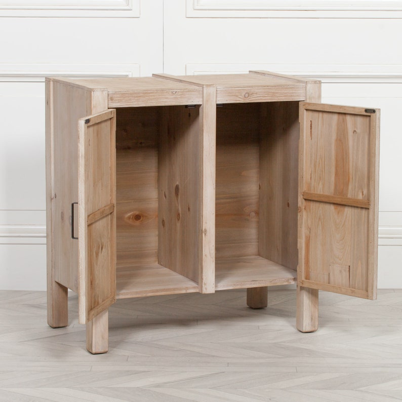 Industrial Style 2 Door Rustic Wooden Cupboard Cabinet with Metal Handles