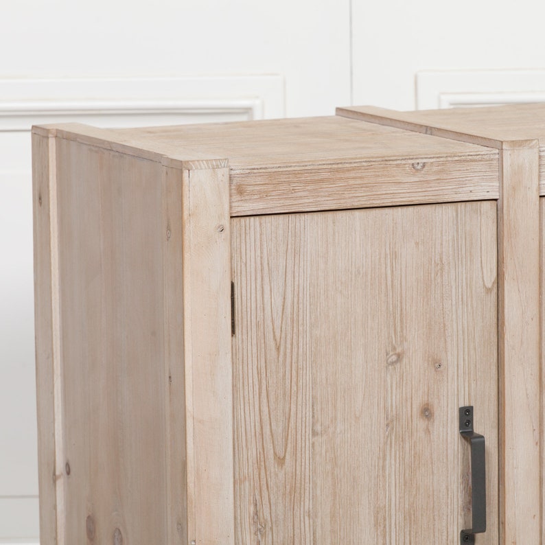 Industrial Style 2 Door Rustic Wooden Cupboard  Cabinet with Metal Handles