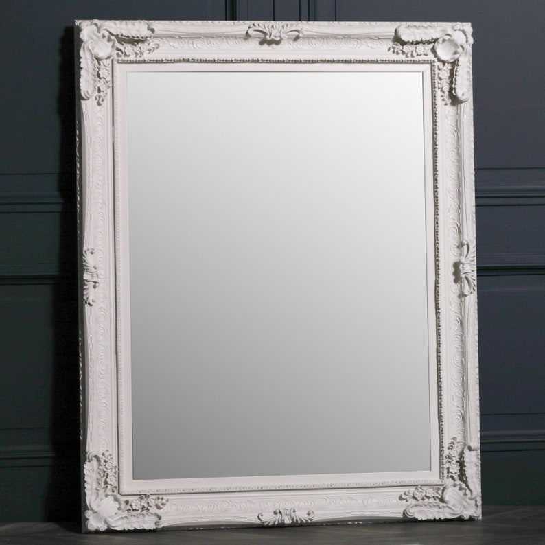 Large Ornate White Wall Mirror Etsy