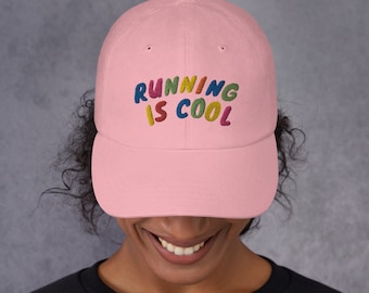 Running Is Cool • Retro Embroidered Graphic Hat • Fun Run Track Club • Dad Hat