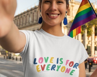 LOVE is for EVERYONE • Pride • Retro Graphic Tee • Fun Run Track Club • Short-Sleeve Unisex T-Shirt