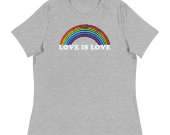 LOVE IS LOVE • Pride • Fun Run Track Club • Women's Relaxed T-Shirt