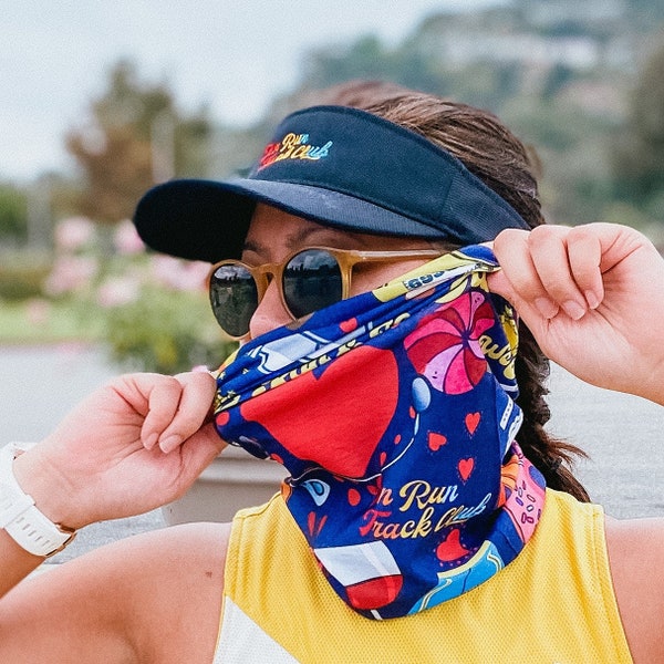 Running Pleasures • Graphic Doodle Headband • Bandana • Scarf • Neck Gaiter • Sweat Band • Unisex • MultiFunctional Headwear