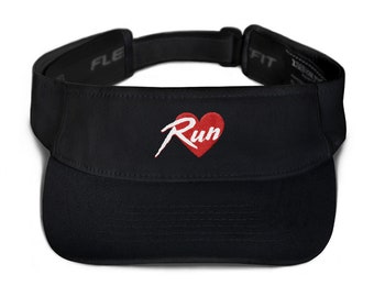 RUN HEART • Retro Embroidered Graphic Visor • Fun Run Track Club • Performance Sun Visor