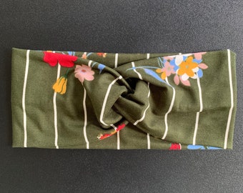 Strepen en stengels - Brede Tulband Twist Knot Hoofdband