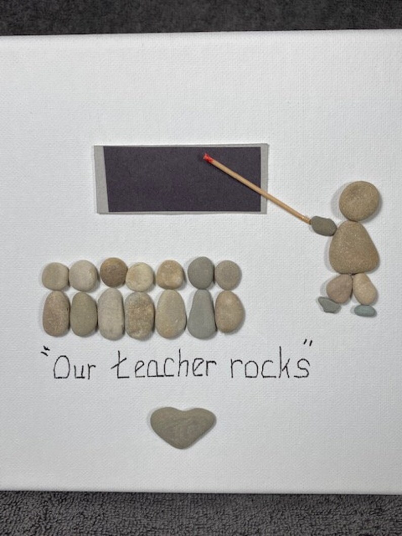 PEBBLE ART Pebble Art Teacher and Students Heart Classroom Etsy