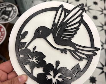 Floral Hummingbird  - Colibri  con flores - Wood Sign - Letrero de Madera