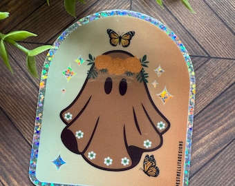 Leuke sticker Cempasuchil Ghost - Day of the Dead Marigold - 3" mat