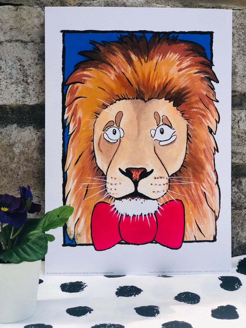 Fine Art Giclee Print Kenny the Lion Print Lion Portrait Fun Wall Art