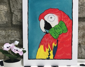 Matthew the Parrot Print, Fine Art Giclee Print, Parrot Portrait, Fun wall Art