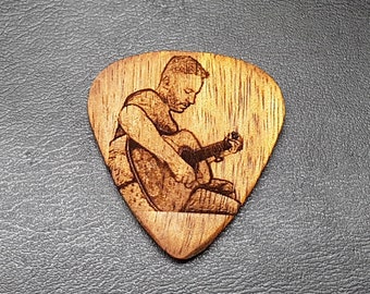 Custom Photo on Guitar Pick, Personalized Wooden Pick, Music Gift for Guitarist Musician, Luxury Handmade Wooden Guitar Pick, Ship via DHL