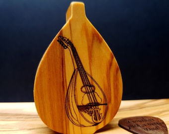 Personalized Olive Wood Mandolin Pick Holder, Handmade Plectrum