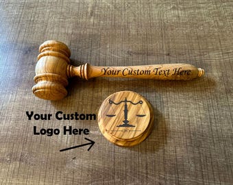 Personalized Judge Gavel with Engraving, Wood Judicial Hammer with Base, Custom Gift for Lawyer, Prosecutors, Court Officials, Ship Via DHL