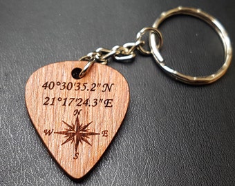 Coordinates Keychain, Personalized Location Keychain, Keychain for Men Women, Key Holder Keychain, Custom Gift for Boyfriend Girlfriend