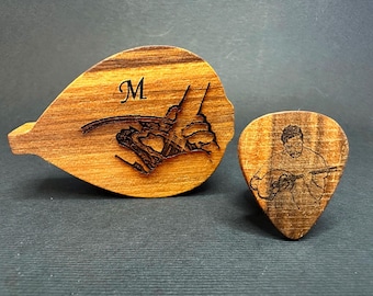 Gift for Bouzouki Player, Pick for Bouzouki, Greek bouzouki, Wooden Bouzouki Pick with Wooden box, Photo Engrave, Pick Holder, Ship Via DHL