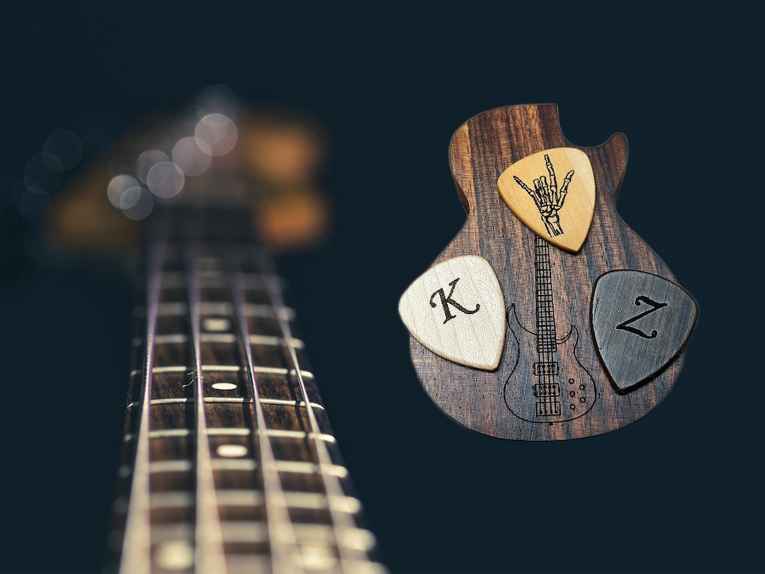 Bass Player Gift, Personalized Bass Pick Case, Wooden Luxury Handmade