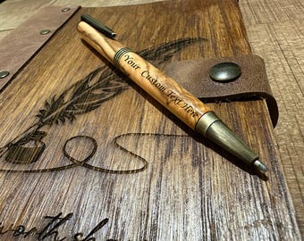Handmade Wooden Notebook & Pen Set - Custom Engraved Gift - Personalized Writing Journal for Special Moments -  Office gifts, Ship via DHL