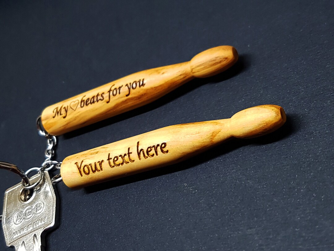 Personalized Drumstick Keychain, A Special Gift for a Drummer, Drumstick Keychain, Olive Wood