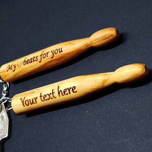 Mini Drum Sticks Keychain 2 Natural Wood Miniature 2 Drum