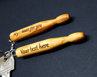 Personalized Drumstick Keychain, A Special Gift for a Drummer, Drumstick Keychain, Olive wood, Wooden Keychain, A great gift idea!