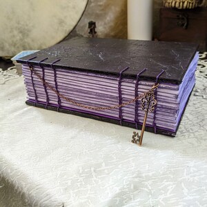 Amethyst Crystal Grimoire Book of Shadows Pagan Gift Handmade Book Personalized Grimoire Coptic Stitch Journal Amethyst image 2