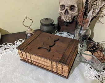 Aged Triple Moon Grimoire | Book of Shadows | Journal | Handmade Book  | Notebook | Spellbook |Triple Moon