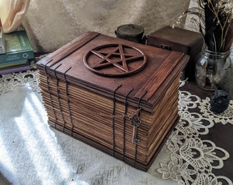Aged Pentacle Grimoire | Book of Shadows | Pagan Gift | Handmade Book  | Gifts for Witches | Spellbook | Pentacle | Coptic Stitch | Pentacle