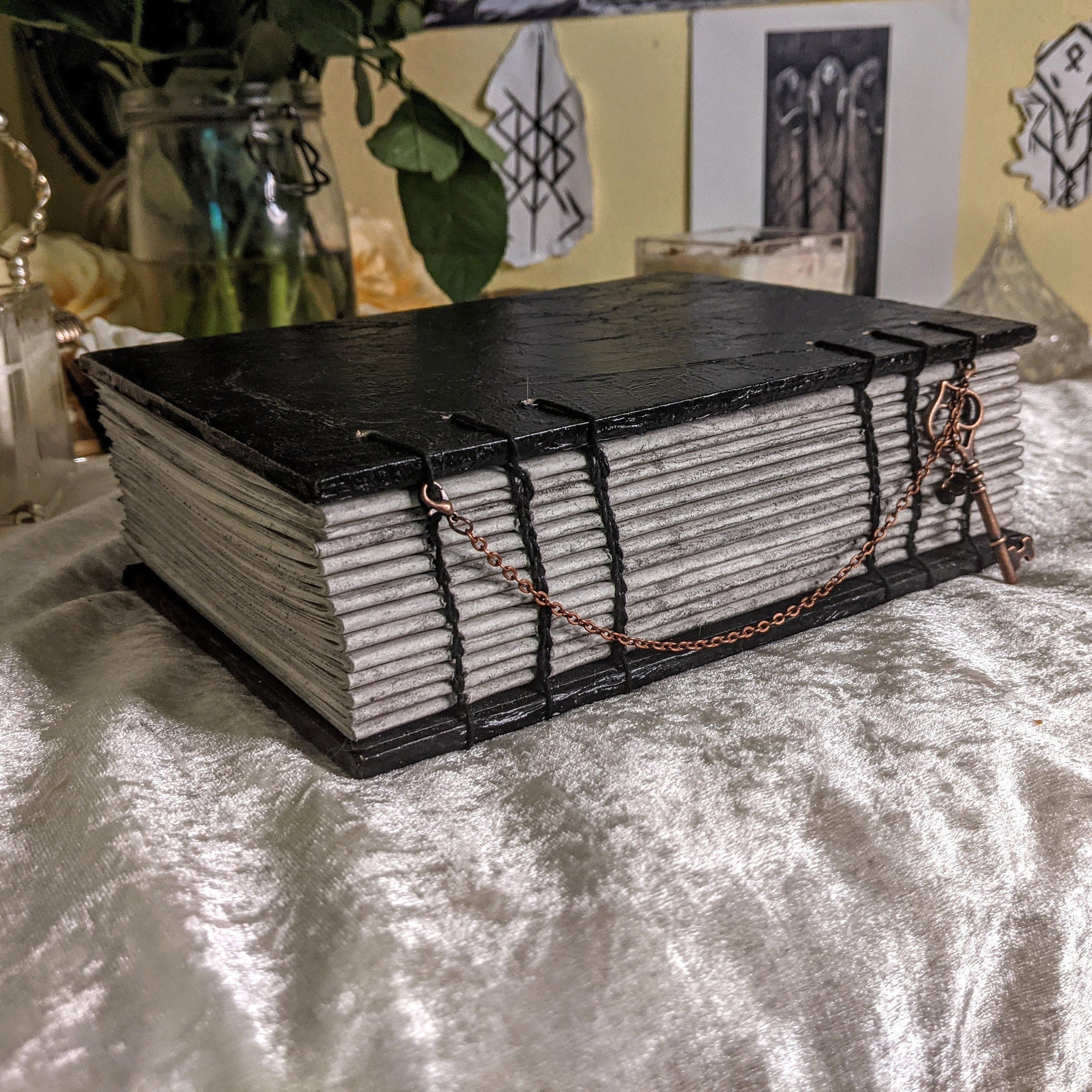 Black Onyx Crystal Book Handmade Journal Book Of Shadows Etsy Black Onyx Crystal Book Handmade Journal Book Of Shadows Etsy