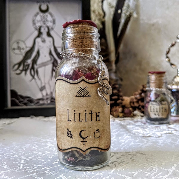 Lilith Opferflasche | Lilith Zauber | Lilith-Göttin | Lilith Devotionalie | Gottheit Opfer | Lilith Altar | Heidnisches Geschenk | Dunkle Göttin