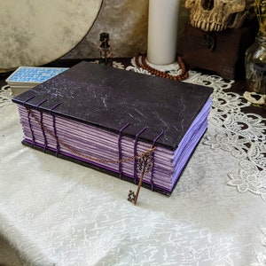 Amethyst Crystal Grimoire Book of Shadows Pagan Gift Handmade Book Personalized Grimoire Coptic Stitch Journal Amethyst image 7