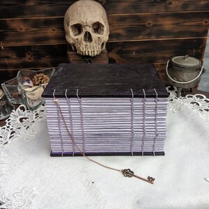 Amethyst Crystal Grimoire Book of Shadows Pagan Gift Handmade Book Personalized Grimoire Coptic Stitch Journal Amethyst image 8