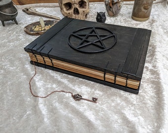 Large Black Pentacle Grimoire | Book of Shadows | Pagan Gift | Handmade Book | Gifts for Witches | Spellbook | Pentacle | Witch Grimoire