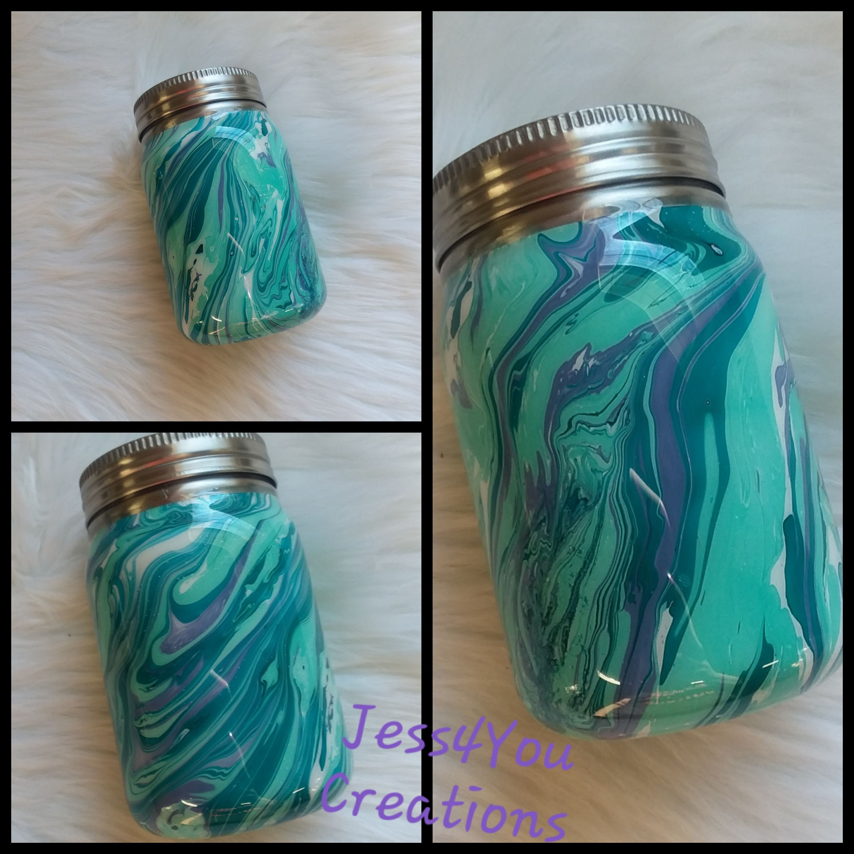 Teals Hydro Dip Swirl Mason Jar Stainless Steel Tumbler Etsy