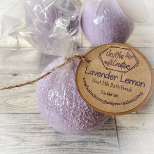 Lavender Lemon Goat Milk Bath Bomb, Bath Fizzy, Bath Bombs, Goat&#39;s Milk, Bath and Body, Party Favor,