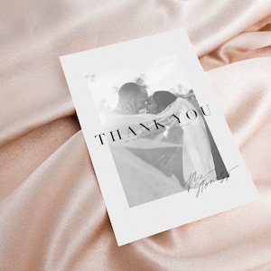 Foto di matrimonio minimalista Grazie, biglietto di ringraziamento per il matrimonio, biglietto di ringraziamento fotografico, biglietto di ringraziamento stampabile, grazie scritto a mano