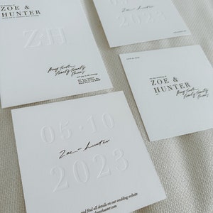 Modern wedding suite and invitations, Aesthetic save the dates, Minimal save the dates and invitations, letterpress save the date