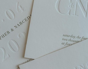 Modern wedding suite and invitations, Aesthetic save the dates, Minimal save the dates and invitations, letterpress save the date