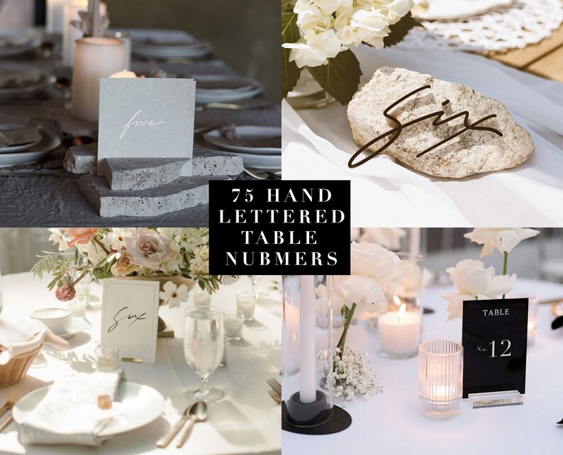 75 Hand Lettered Table Numbers for Wedding Signage - Etsy