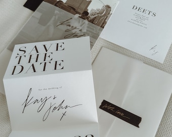 Modern wedding suite and invitations, Aesthetic save the dates, Minimal save the dates and invitations, vellum save the dates