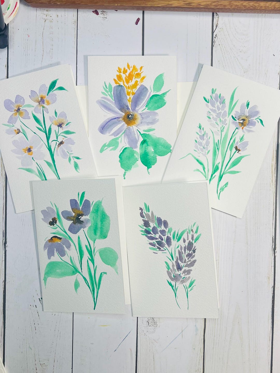 Hand-painted Floral Watercolor Cards | Original Art Stationery Set (4x6 ...