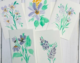 Hand-Painted Floral Watercolor Cards | Original Art Stationery Set (4x6)