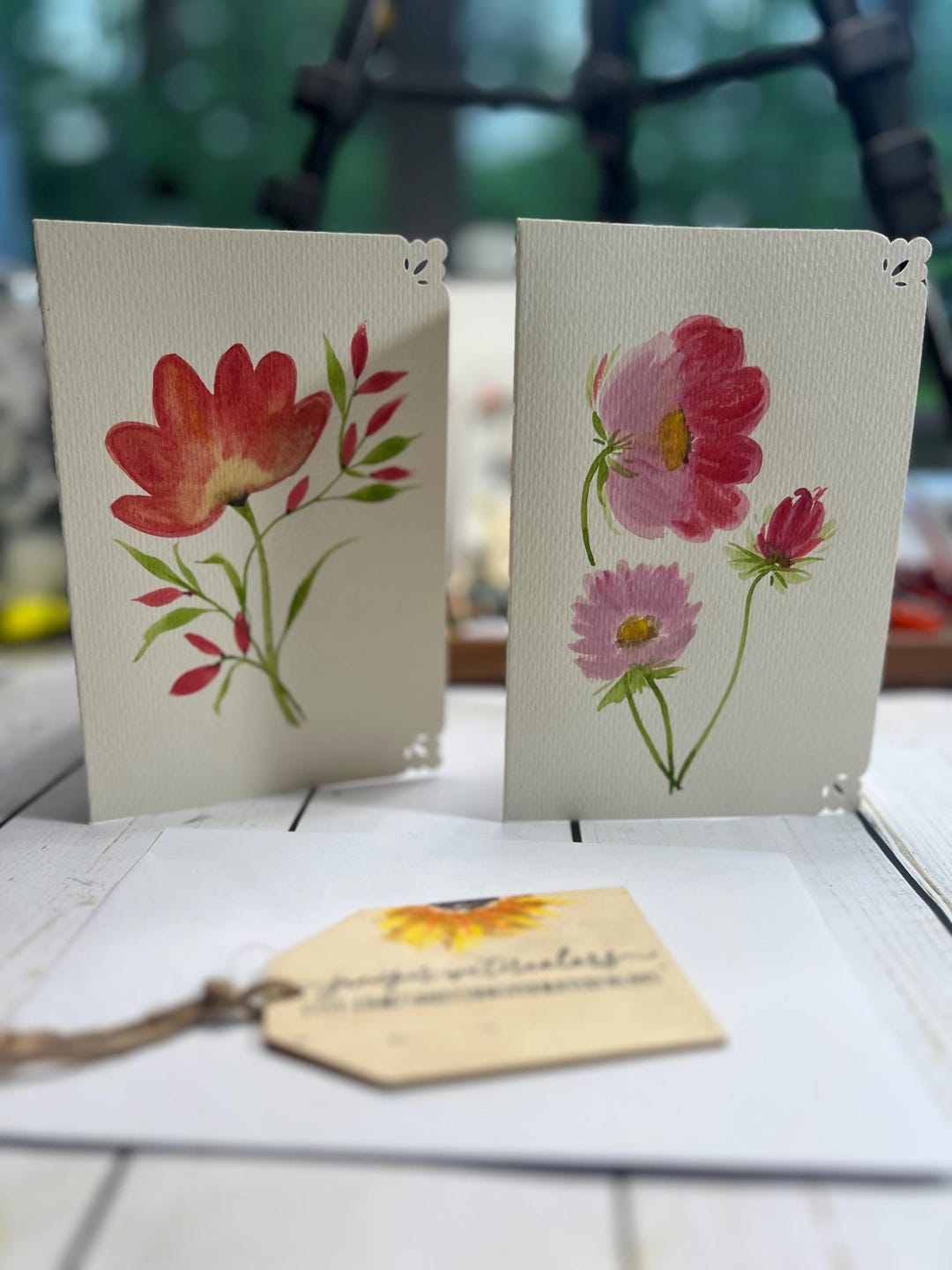 Hand-painted Watercolor Floral Notecards | Set of 2 Blank Cards With ...
