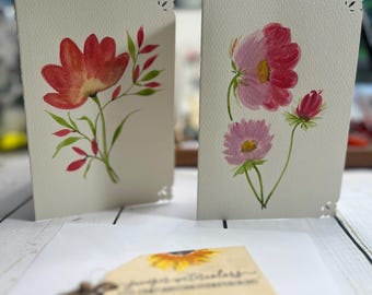 Hand-Painted Watercolor Floral Notecards | Set of 2 Blank Cards with Envelopes
