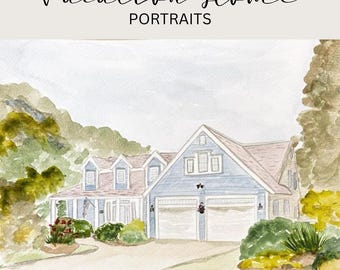 Custom Watercolor House Portrait | Hand-Painted Home Illustration, Keepsake Artwork